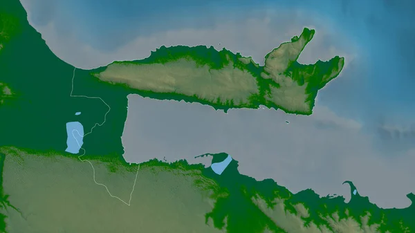 ドミニカ共和国のサマナ州 湖や川と色シェーダーデータ 形状は その国の領域に対して概説 3Dレンダリング — ストック写真
