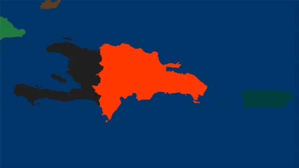 多米尼加共和国地区在行政区划地图上的立体投影 栅格层的原始组成 — 图库照片