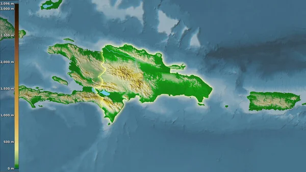 Mapa Físico Dentro Del Área República Dominicana Proyección Estereográfica Con —  Fotos de Stock