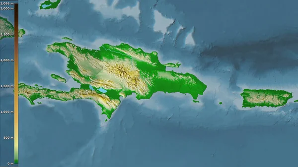 Mapa Físico Dentro Del Área República Dominicana Proyección Estereográfica Con — Foto de Stock