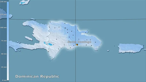 Precipitation Driest Month Dominican Republic Area Stereographic Projection Legend Main — Stock Photo, Image