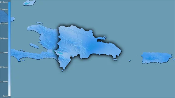 Neerslag Van Warmste Wijk Dominicaanse Republiek Gebied Stereografische Projectie Met — Stockfoto