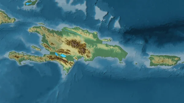 Área República Dominicana Mapa Topográfico Relieve Proyección Estereográfica Composición Cruda — Foto de Stock