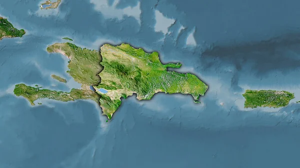 Área República Dominicana Satélite Mapa Proyección Estereográfica Composición Cruda Capas —  Fotos de Stock