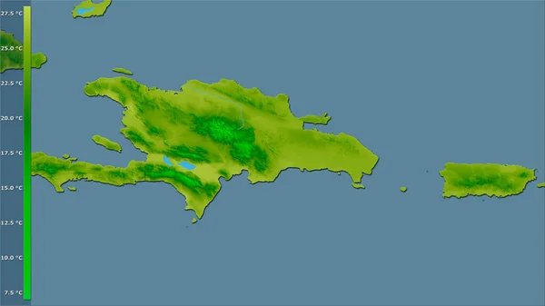 Temperatura Media Anual Dentro Del Área República Dominicana Proyección Estereográfica — Foto de Stock