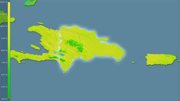 Variación Media Temperatura Diurna Dentro Del Área República Dominicana Proyección — Foto de Stock