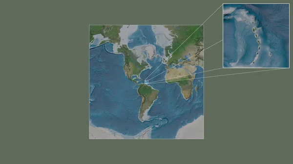 Zone Élargie Élargie Dominique Extraite Carte Grande Échelle Monde Avec — Photo