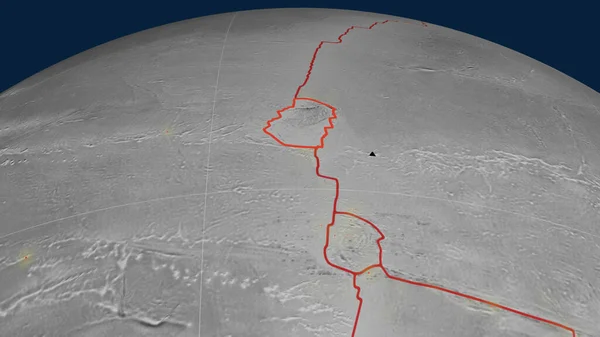 Piastra Tettonica Pasquale Delineata Sul Globo Mappa Dell Elevazione Scala — Foto Stock