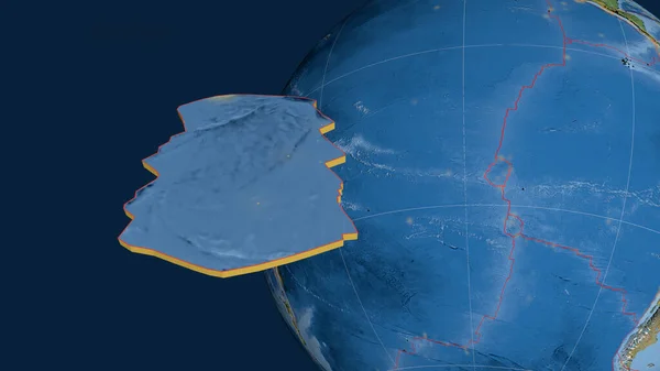 Plaque Tectonique Pâques Extrudée Présentée Contre Globe Imagerie Satellite Rendu — Photo