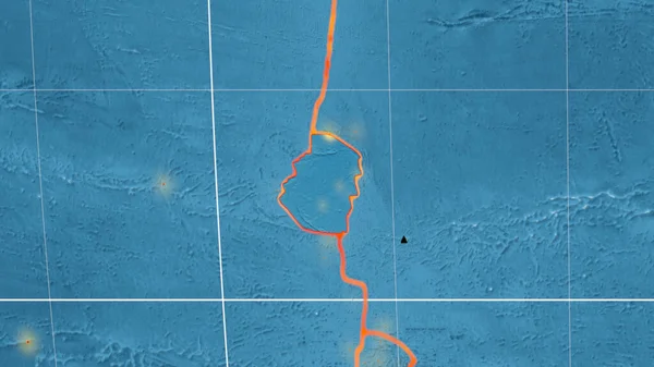 カヴァライスキー プロジェクションの地球規模の地形的救援地図に概説されたイースター テクトニック プレート 3Dレンダリング — ストック写真