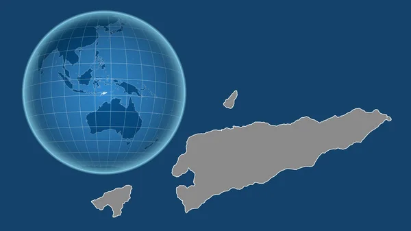 Osttimor Globus Mit Der Form Des Landes Gegen Gezoomte Landkarte — Stockfoto