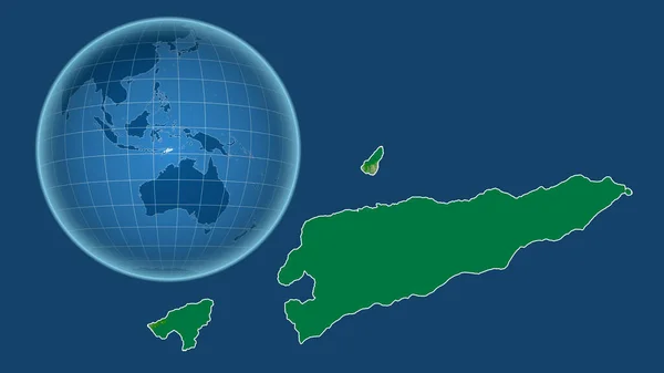 Timor Leste Globo Com Forma País Contra Mapa Ampliado Com — Fotografia de Stock