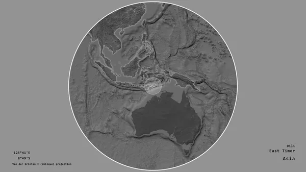 Zona Timor Oriental Marcada Con Círculo Mapa Gran Escala Del — Foto de Stock