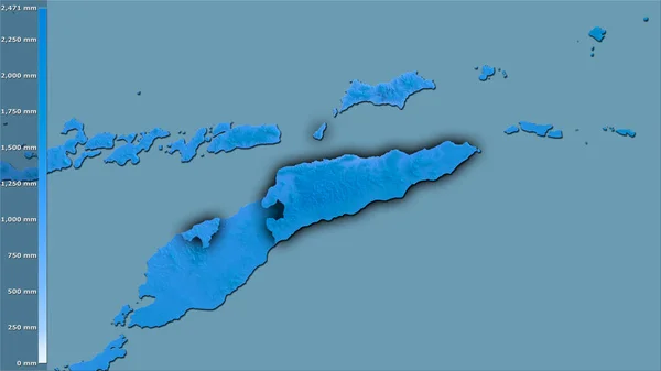 Годовые Осадки Районе Восточного Тимора Стереографической Проекции Легендой Сырой Состав — стоковое фото