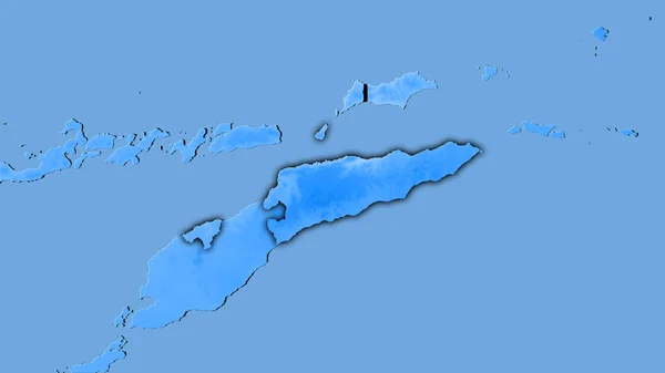 立体投影中的年降水量图上的东帝汶地区 具有黑暗发光轮廓的栅格层的原始组成 — 图库照片