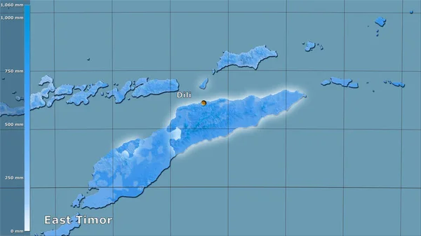Precipitação Quarto Mais Quente Dentro Área Timor Leste Projeção Estereográfica — Fotografia de Stock