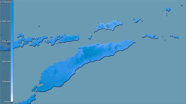 Efsanevi Stereografik Projeksiyondaki Doğu Timor Bölgesindeki Nemli Çeyrekliğin Yağışı Raster — Stok fotoğraf