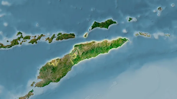 Area Timor Est Sulla Mappa Satellitare Nella Proiezione Stereografica Composizione — Foto Stock