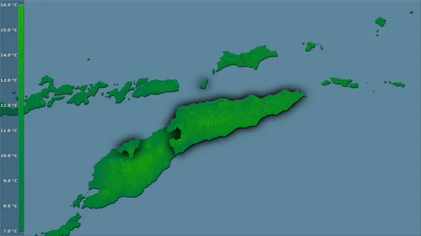 Gemiddelde Jaarlijkse Temperatuurvariatie Het Oost Timorgebied Stereografische Projectie Met Legende — Stockfoto
