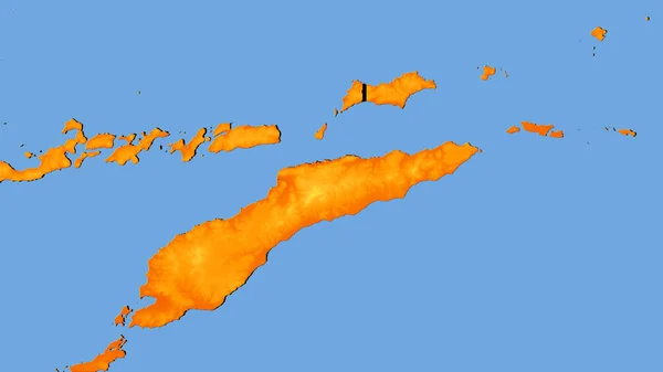 立体投影中的年温度图上的东帝汶地区 光栅层的原始组成 — 图库照片