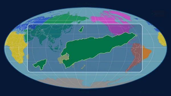 Vergrößerte Ansicht Von Osttimor Mit Perspektivischen Linien Gegen Eine Weltkarte — Stockfoto