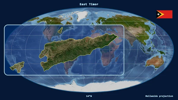 Vista Zoomata Del Profilo Timor Est Con Linee Prospettiche Contro — Foto Stock