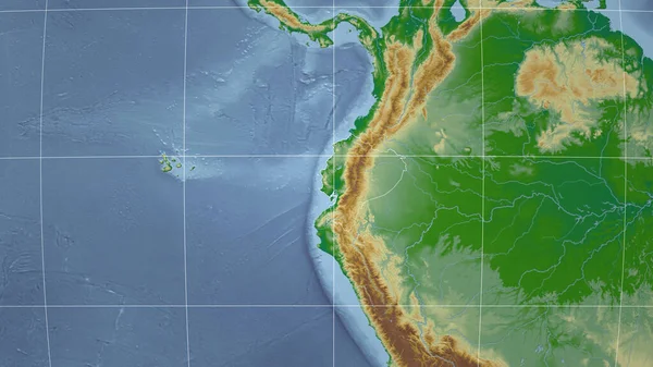 厄瓜多尔 邻里关系 遥远的远景与国家的轮廓 彩色物理图 — 图库照片