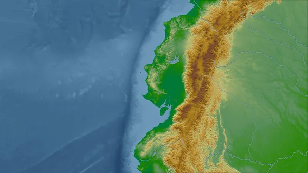 Ecuador Närbild Perspektiv Landet Ingen Översikt Färg Fysisk Karta — Stockfoto