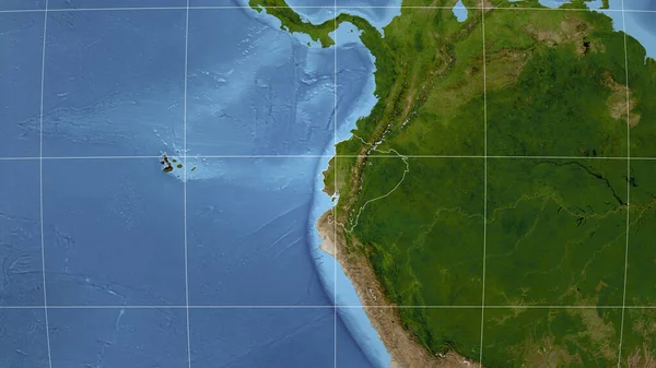 Ecuador Quartiere Prospettiva Lontana Con Contorno Del Paese Immagini Satellitari — Foto Stock