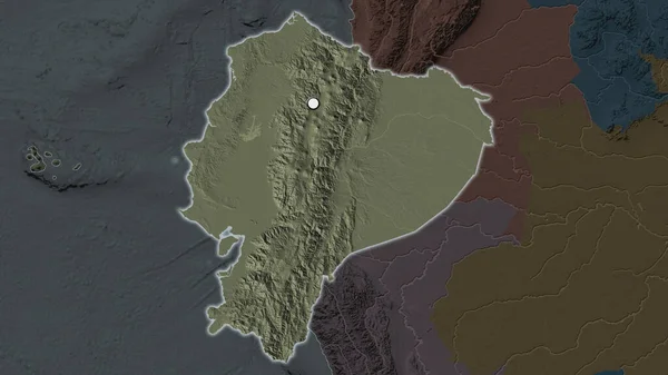 Área Destaque Equador Com Ponto Capital Mapa Dessaturado Seu Bairro — Fotografia de Stock