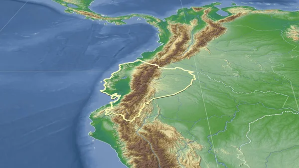 Эквадор Окрестности Далекая Косвенная Перспектива Очерченная Форма Физическая Карта Цвета — стоковое фото