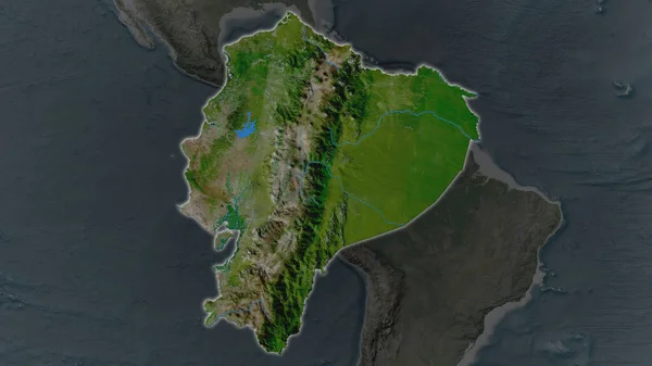 Ecuador Vergrößerte Sich Und Leuchtete Auf Einem Abgedunkelten Hintergrund Seiner — Stockfoto