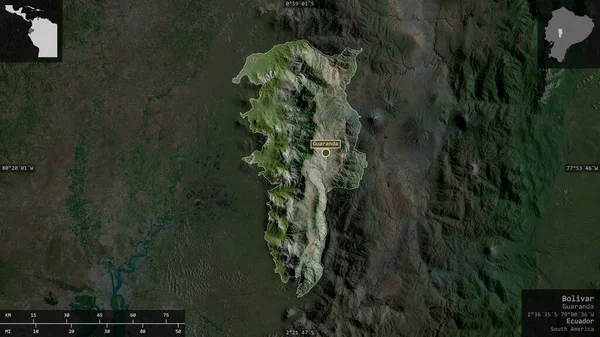 Bolívar Provincia Ecuador Imágenes Satélite Forma Presentada Contra Área País — Foto de Stock