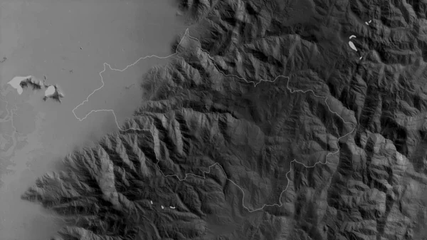 エクアドルのカナル県 湖や川とグレースケールの地図 形状は その国の領域に対して概説 3Dレンダリング — ストック写真
