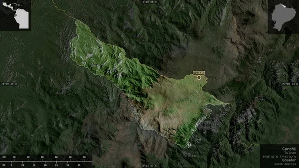Carchi Provincia Ecuador Imágenes Satélite Forma Presentada Contra Área País — Foto de Stock
