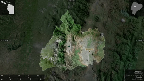 Cotopaxi Провінція Еквадор Супутникові Знімки Форма Представлена Проти Своєї Країни — стокове фото