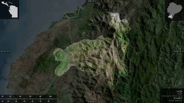 Loja Provincia Ecuador Imágenes Satélite Forma Presentada Contra Área País — Foto de Stock