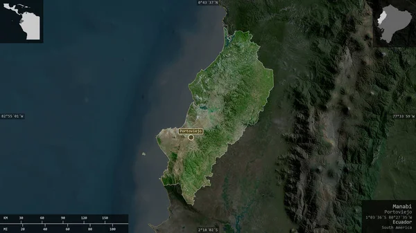 Manabí Provincia Ecuador Imágenes Satélite Forma Presentada Contra Área País — Foto de Stock