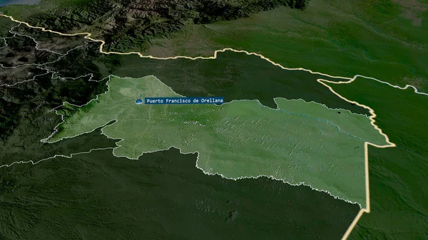 Orellana Provinsen Ecuador Zoomas Och Belyses Med Kapital Satellitbilder Rendering — Stockfoto