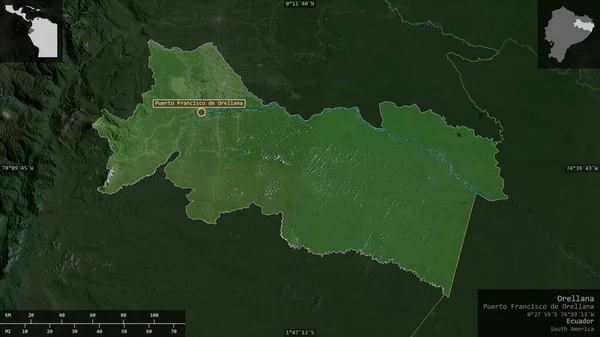 Orellana Province Ecuador Satellite Imagery Shape Presented Its Country Area — Stock Photo, Image