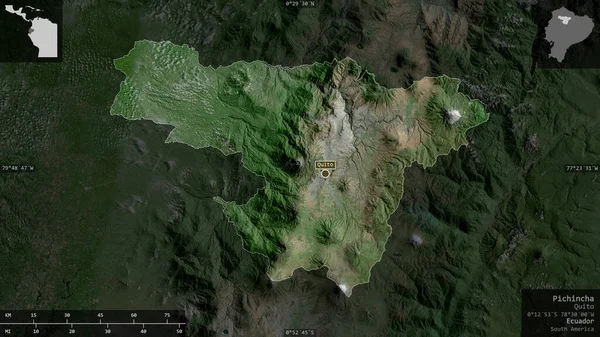 Pichincha Provincia Ecuador Imágenes Satélite Forma Presentada Contra Área País — Foto de Stock