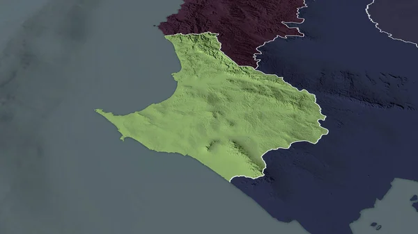 Santa Elena Provincia Ecuador Ampliada Destacada Mapa Coloreado Tocado División — Foto de Stock