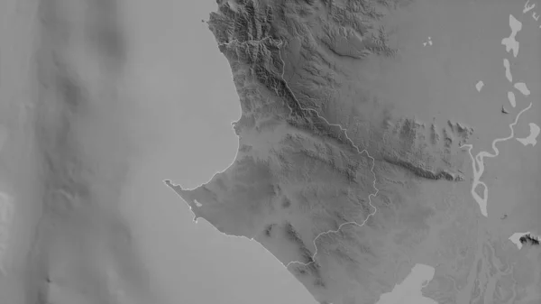 Санта Елена Провинция Эквадор Карта Масштабе Grayscaled Лаками Риверами Форма — стоковое фото