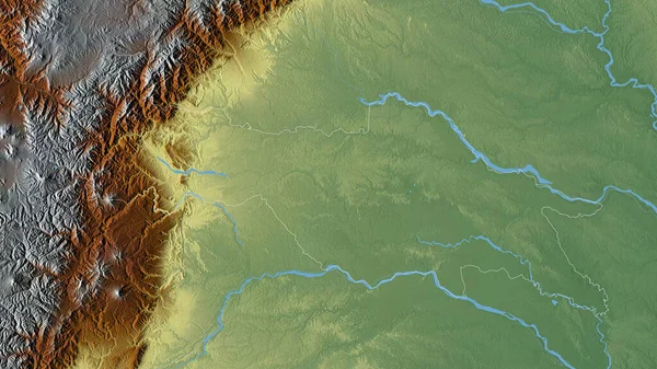 エクアドルの州 スキュビオス 湖や川と色の救済 形状は その国の領域に対して概説 3Dレンダリング — ストック写真