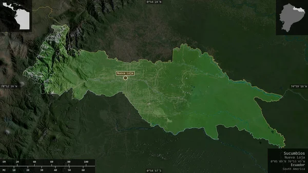 Sucumbíos Provincia Ecuador Imágenes Satélite Forma Presentada Contra Área País — Foto de Stock