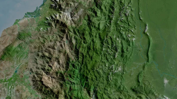 Zamora Chinchipe Provincia Ecuador Imágenes Satélite Forma Delineada Contra Área —  Fotos de Stock