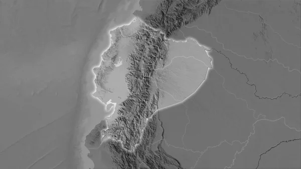 Ecuador Area Grayscale Elevation Map Stereographic Projection Raw Composition Raster — Stock Photo, Image