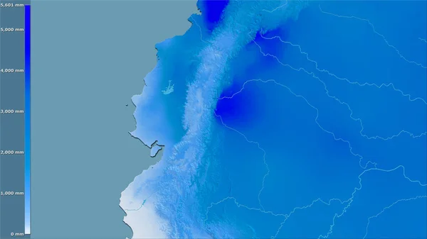 Річні Опади Еквадорі Стереографічній Проекції Легендарно Сирою Композицією Растрових Шарів — стокове фото