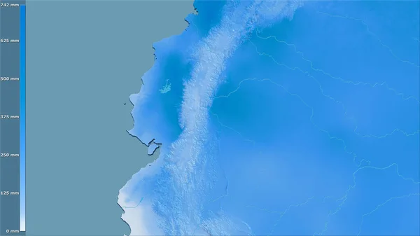 Opady Najmokrego Miesiąca Obszarze Ekwadoru Projekcji Stereograficznej Legendą Surowa Kompozycja — Zdjęcie stockowe