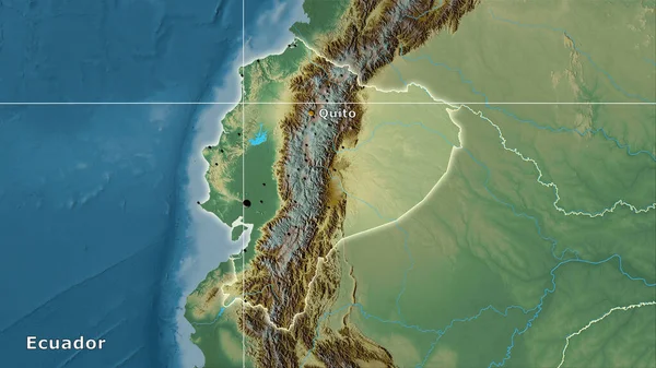 Stereografik projeksiyondaki topografik yardım haritasında Ekvador alanı - ana bileşim